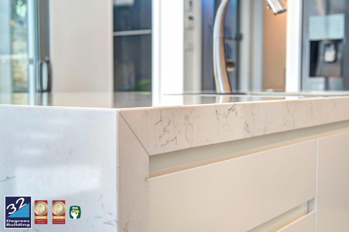 80mm stone benchtopLarge scale kitchen renovation Bangor
